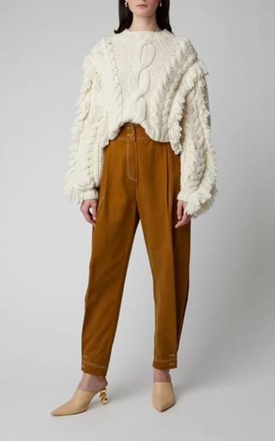 Shop Ulla Johnson Yasmin Cable-knit Alpaca Sweater In White