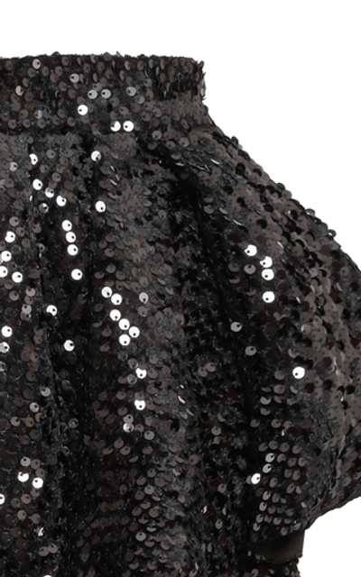 Shop Alexandre Vauthier Sequin-embellished Ruffled Mini Skirt In Black