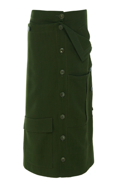 Shop Jacquemus Double-layer Button-front Cargo Skirt In Green