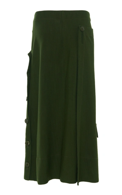 Shop Jacquemus Double-layer Button-front Cargo Skirt In Green