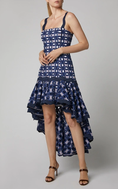 Shop Alexis Krisna Printed High-low Crepe De Chine Dress