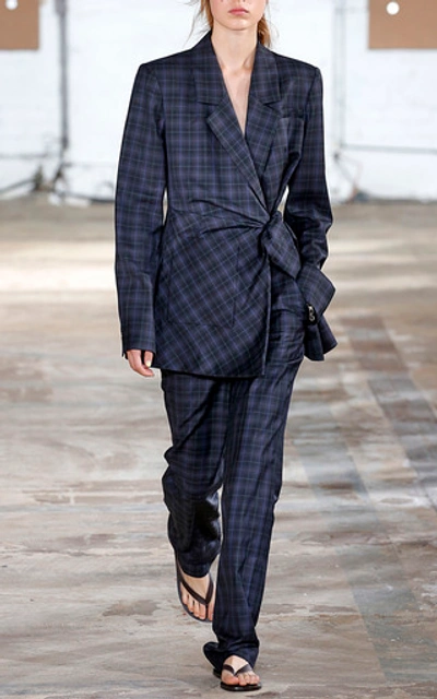 Tibi Marvel Plaid Wrap Jacket ModeSens