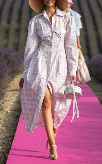 Shop Jacquemus La Robe Valensole Checked Midi Shirt Dress In Print