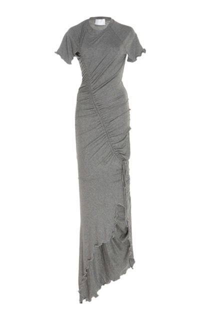 Shop Peet Dullaert Drape Knit Maxi Dress In Grey