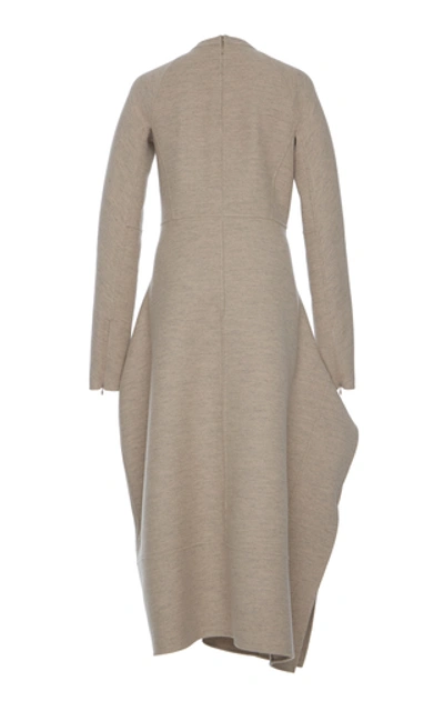 Shop Jil Sander Folded Wool Midi Dress In Neutral