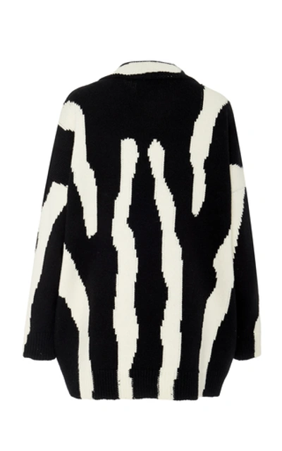 Shop Oscar De La Renta Intarsia Wool And Cashmere Turtleneck Sweater In Black