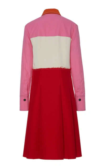 Shop Marni Pleated Color Block Crepe Midi Dress In Multi