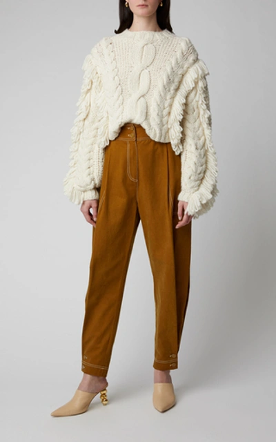 Shop Ulla Johnson Fleet High-rise Tapered Twill Pants In Brown