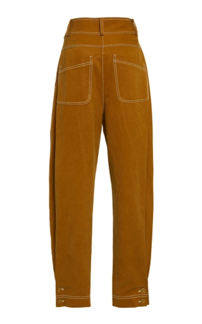 Shop Ulla Johnson Fleet High-rise Tapered Twill Pants In Brown