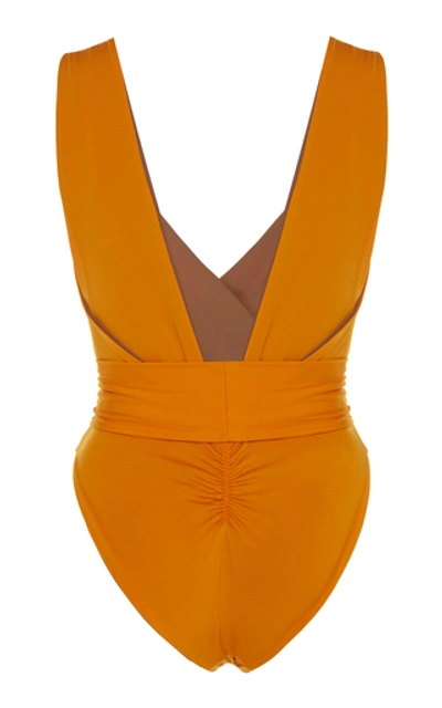 Shop Johanna Ortiz Exclusive It's Been A While Belted One-piece Swimsuit In Orange