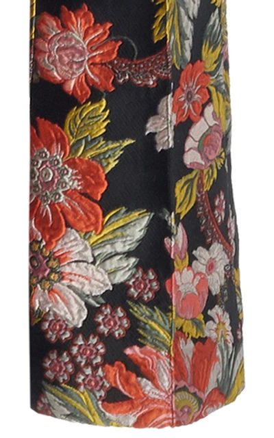 Shop Andrew Gn Cropped Floral-jacquard Slim-leg Pants