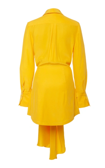 Shop Acler Bollard Tie-front Silk-blend Mini Dress In Yellow