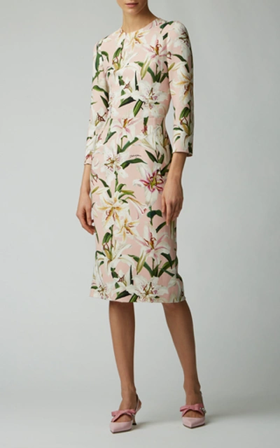 Shop Dolce & Gabbana Floral-print Stretch-crepe Midi Dress