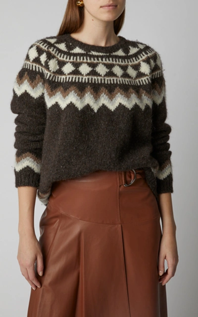 Shop Nili Lotan Adene Alpaca-blend Sweater In Brown