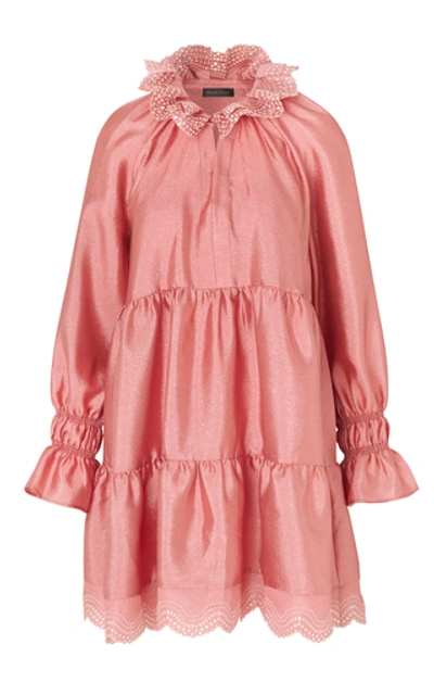 Shop Stine Goya Daki Tiered Lamé-cloqué Dress In Pink