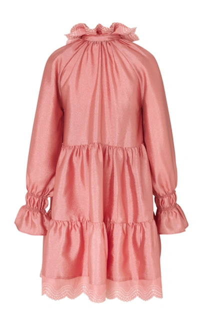 Stine Goya Daki Tiered Long-sleeve Shift Dress In Pink | ModeSens
