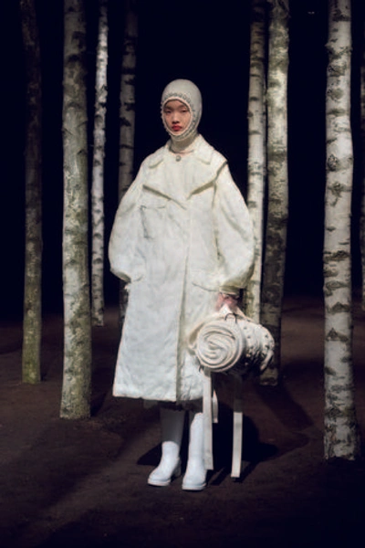Shop Moncler Genius + Simone Rocha Dinah Oversized Belted Shell Coat In White