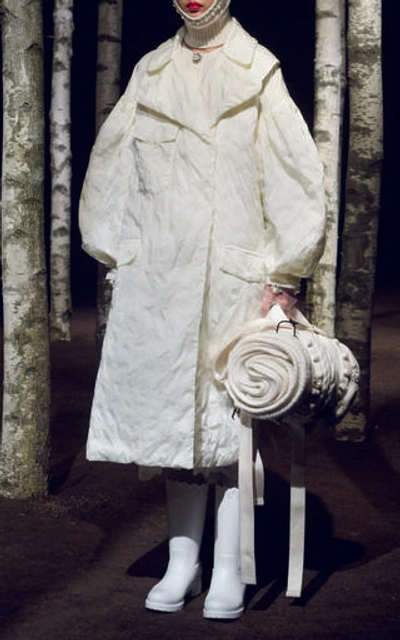 Shop Moncler Genius + Simone Rocha Dinah Oversized Belted Shell Coat In White