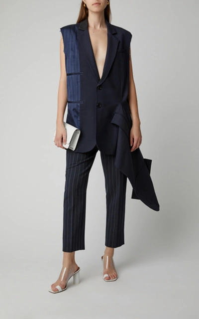 Shop Monse Exposed Tailoring Wool Blazer In Navy