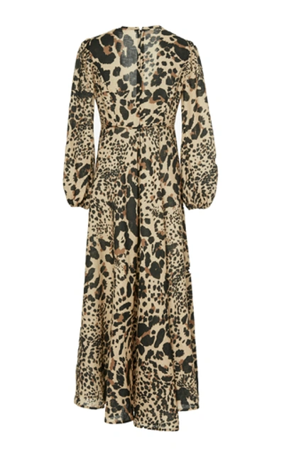 Shop Zimmermann Veneto Printed Linen Maxi Dress In Animal
