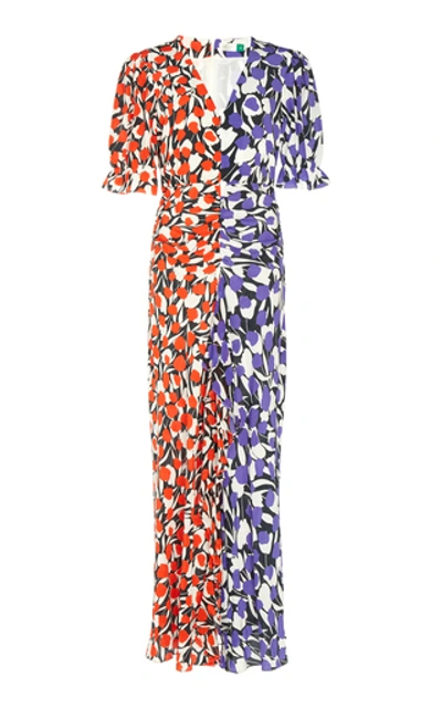 Shop Rixo London Ariel Printed Silk Crepe De Chine Maxi Dress In Floral