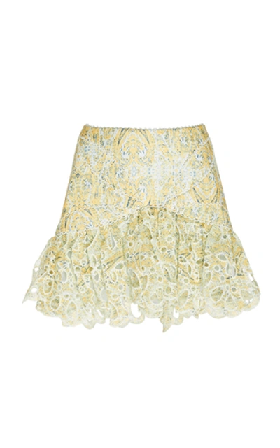 Shop Acler Meredith Printed Lace Mini Skirt In Multi