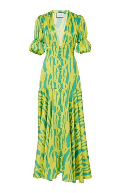 Shop Alexis Zuella Printed Crepe De Chine Maxi Dress