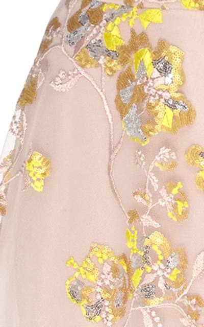 Shop Delpozo Floral-embroidered Tulle Maxi Skirt In Print