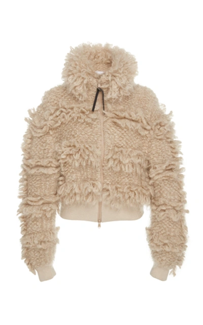 Shop Brunello Cucinelli Mohair And Wool-blend Bomber Jacket In Ivory