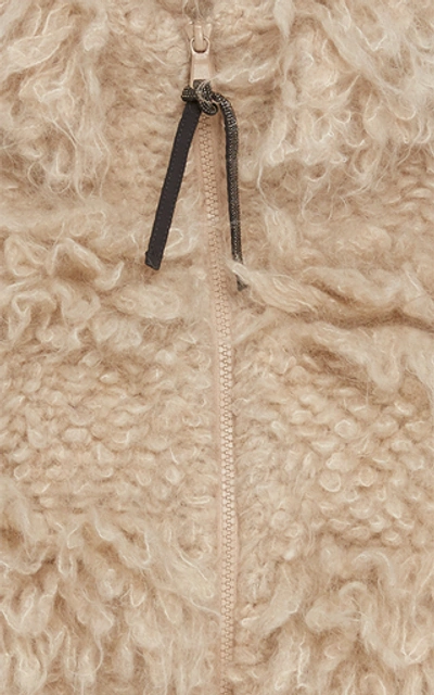 Shop Brunello Cucinelli Mohair And Wool-blend Bomber Jacket In Ivory