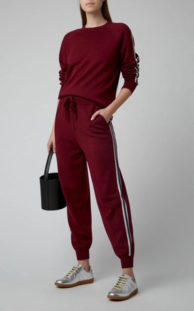 Shop Olivia Von Halle Silk And Cashmere Jogging Suit In Burgundy