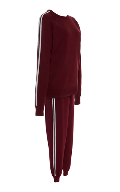 Shop Olivia Von Halle Silk And Cashmere Jogging Suit In Burgundy