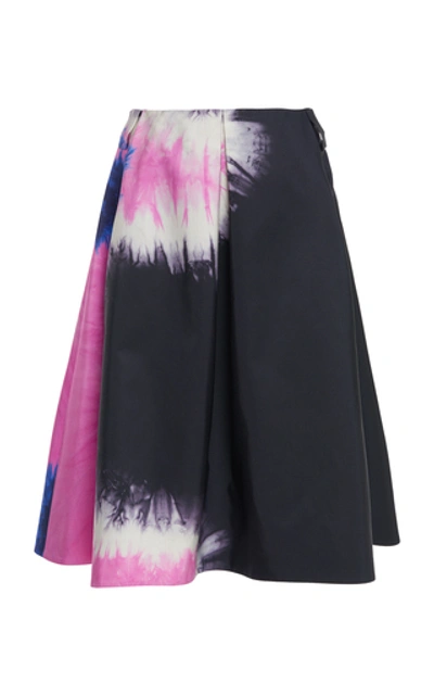 Shop Prada Pleated Tie-dye Silk-poplin Skirt In Print