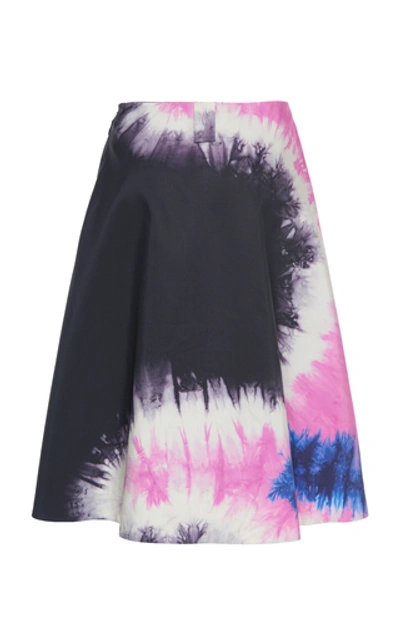 Shop Prada Pleated Tie-dye Silk-poplin Skirt In Print