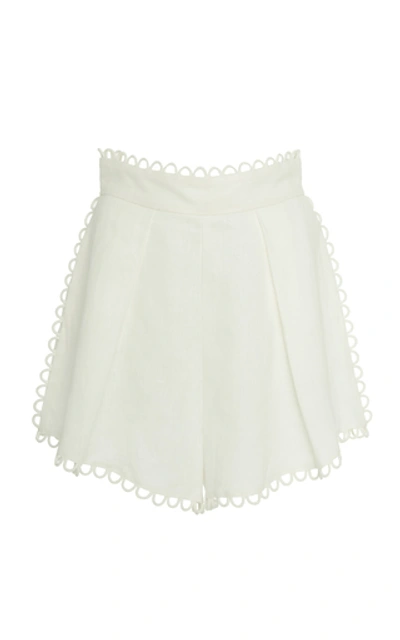 Shop Zimmermann Allia High-waisted Linen Shorts In White