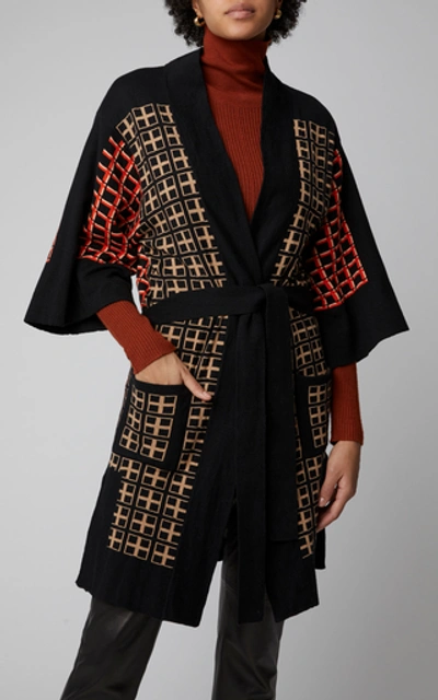 Shop Temperley London Yukata Printed Cotton-blend Kimono In Black