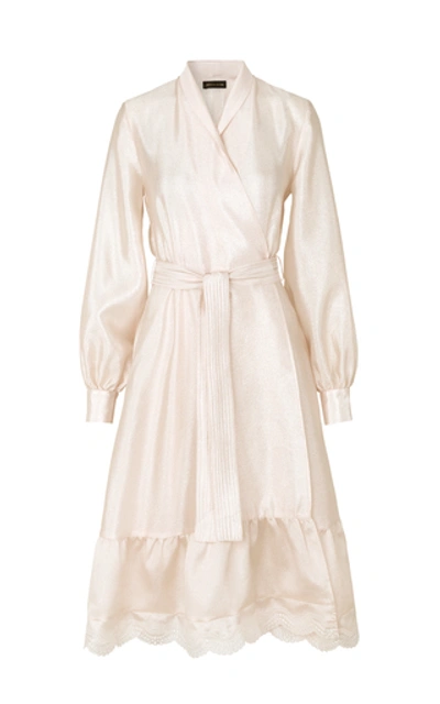 STINE GOYA NIKI RUFFLED SATIN WRAP DRESS 729721