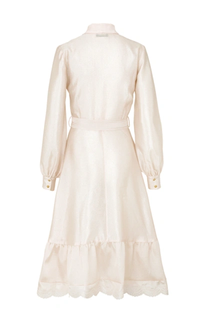 STINE GOYA NIKI RUFFLED SATIN WRAP DRESS 729721