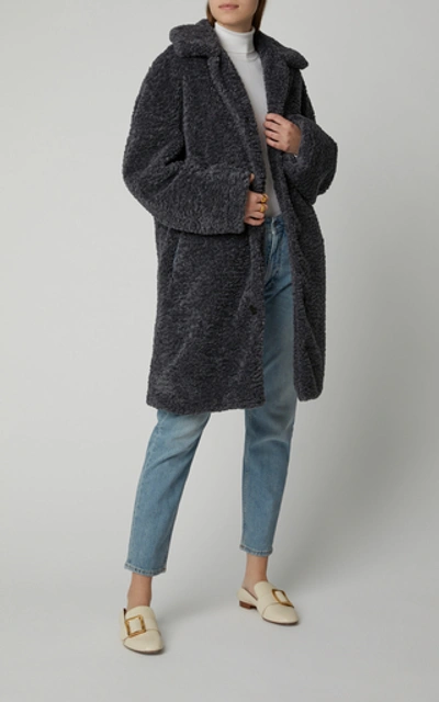 Shop Deveaux Faux Fur Coat In Grey