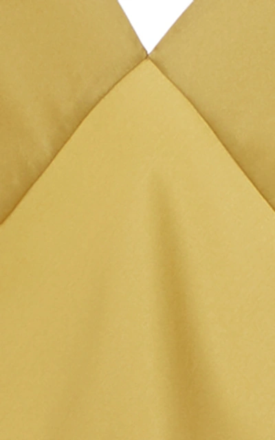 Shop Olivia Von Halle Issa Silk Midi Slip Dress In Yellow
