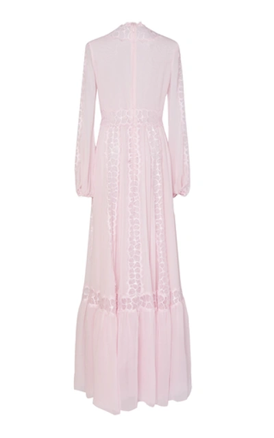 Shop Giambattista Valli Lace Inset Silk-chiffon Gown In Pink