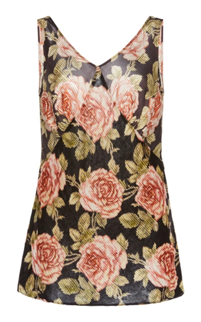 Shop Paco Rabanne Floral-print Gauze Top