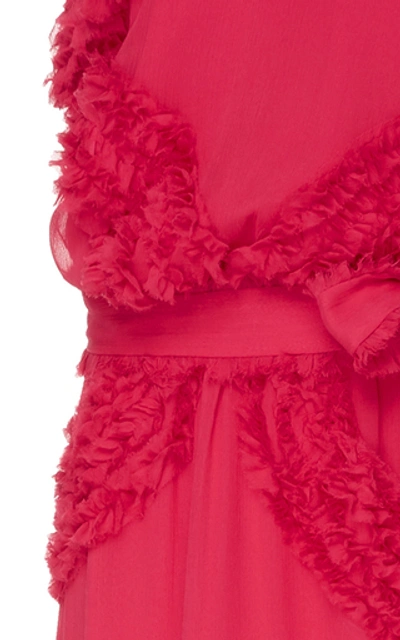 Shop Alexis Lorinda Ruffled-trim Silk Gown In Pink