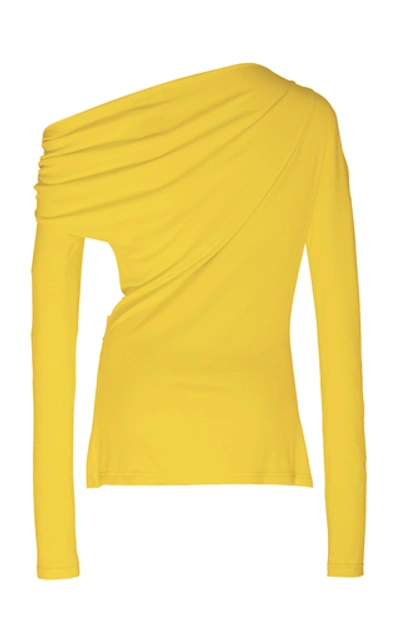 Shop Acler Harmon Draped Stretch-modal Top In Yellow