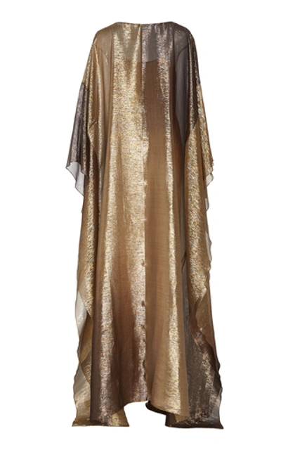 Shop Oscar De La Renta Caftan With Oversized Sleeves In Gold