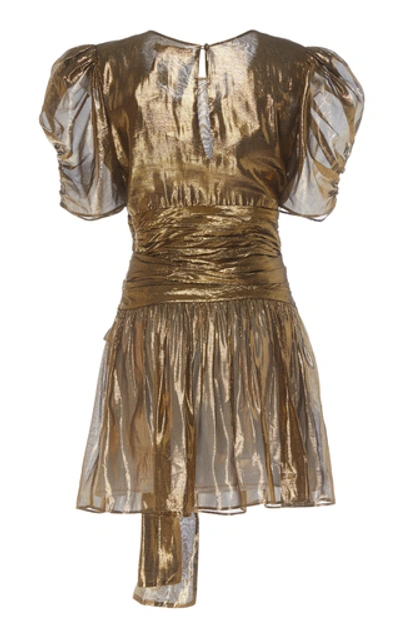 Shop Loveshackfancy Mercy Mini Lurex Dress In Gold
