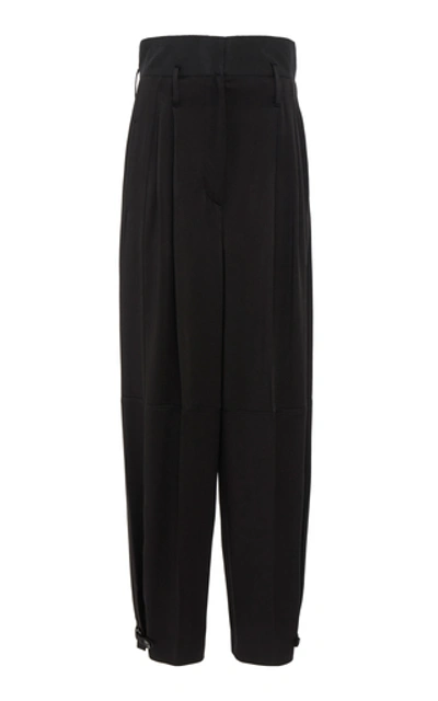 Shop Givenchy High-waisted Pleated Crepe Pants In Black