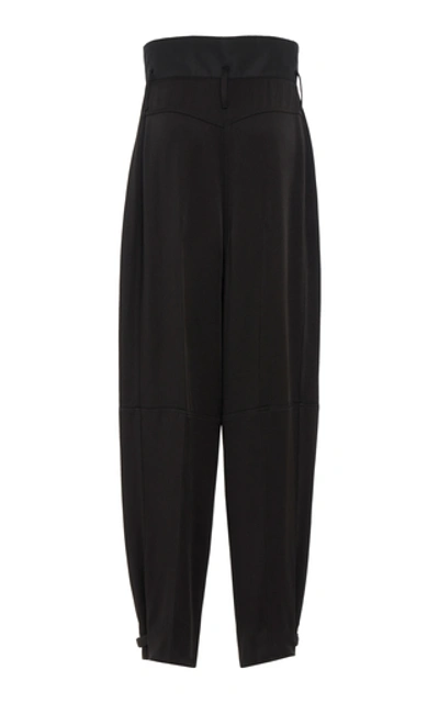 Shop Givenchy High-waisted Pleated Crepe Pants In Black