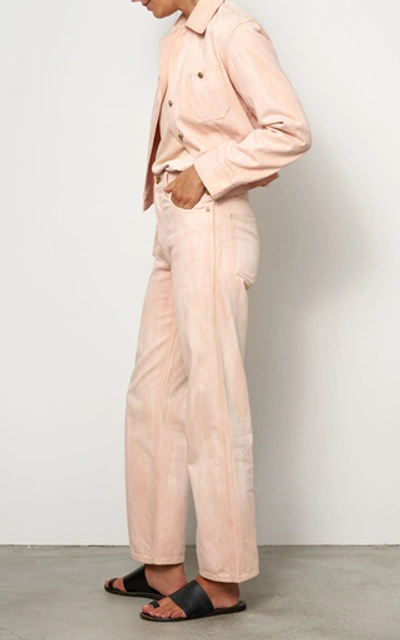 Shop B Sides Plein High-rise Straight-leg Watercolor Jeans In Pink