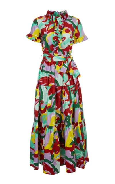 Shop La Doublej Long And Sassy Printed Cotton Dress In Red